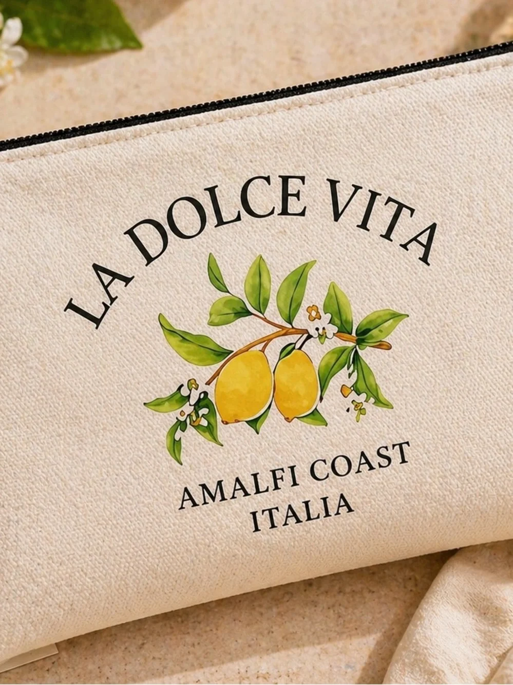 La Dolce Vita Lemon Cosmetic Pouch 🍋 Amalfi Coast Italy Makeup Bag Travel Case